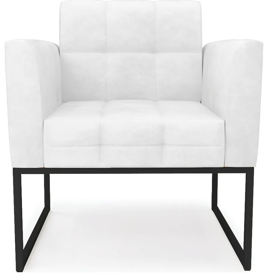 Poltrona Sala Decorativa Elisa Industrial Preto Sintético Pu D03 - D'Rossi - Couro Branco