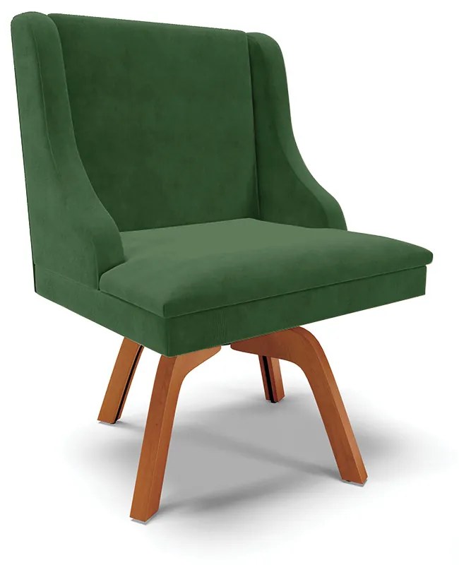 Kit 02 Cadeiras de Jantar Liz Suede Verde Base Madeira Mm35 D03 - D'Rossi