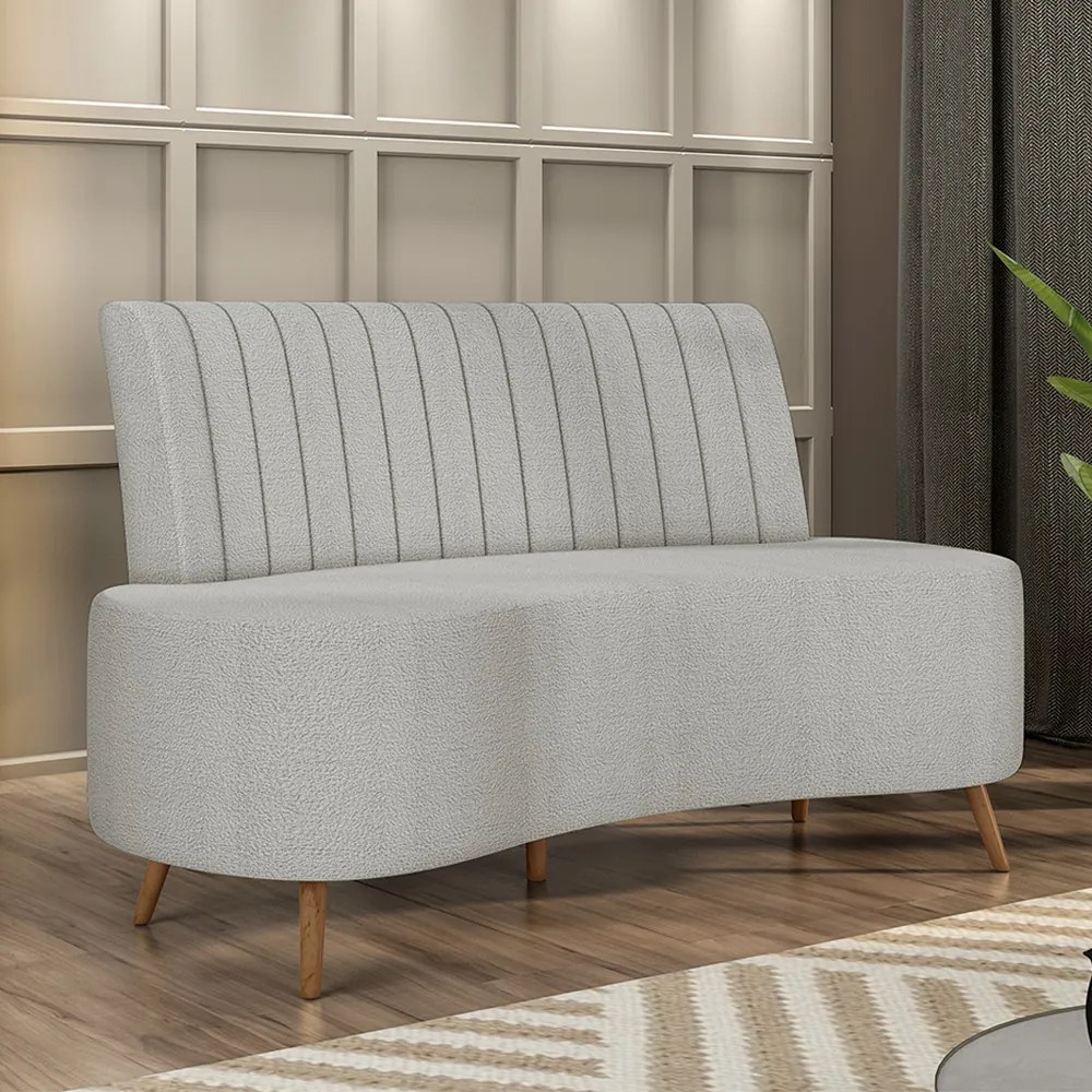 Sofá Living Decorativo 2 Lugares 1,60M Katara Cinza Bouclê G33 - Gran Belo