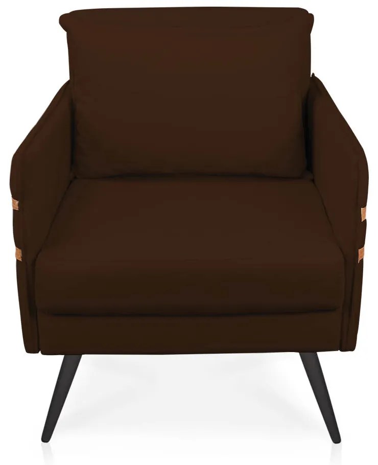 Kit 02 Poltronas Mari Suede Pés Palito de Ferro Marrom D03 - D'Rossi - Marrom