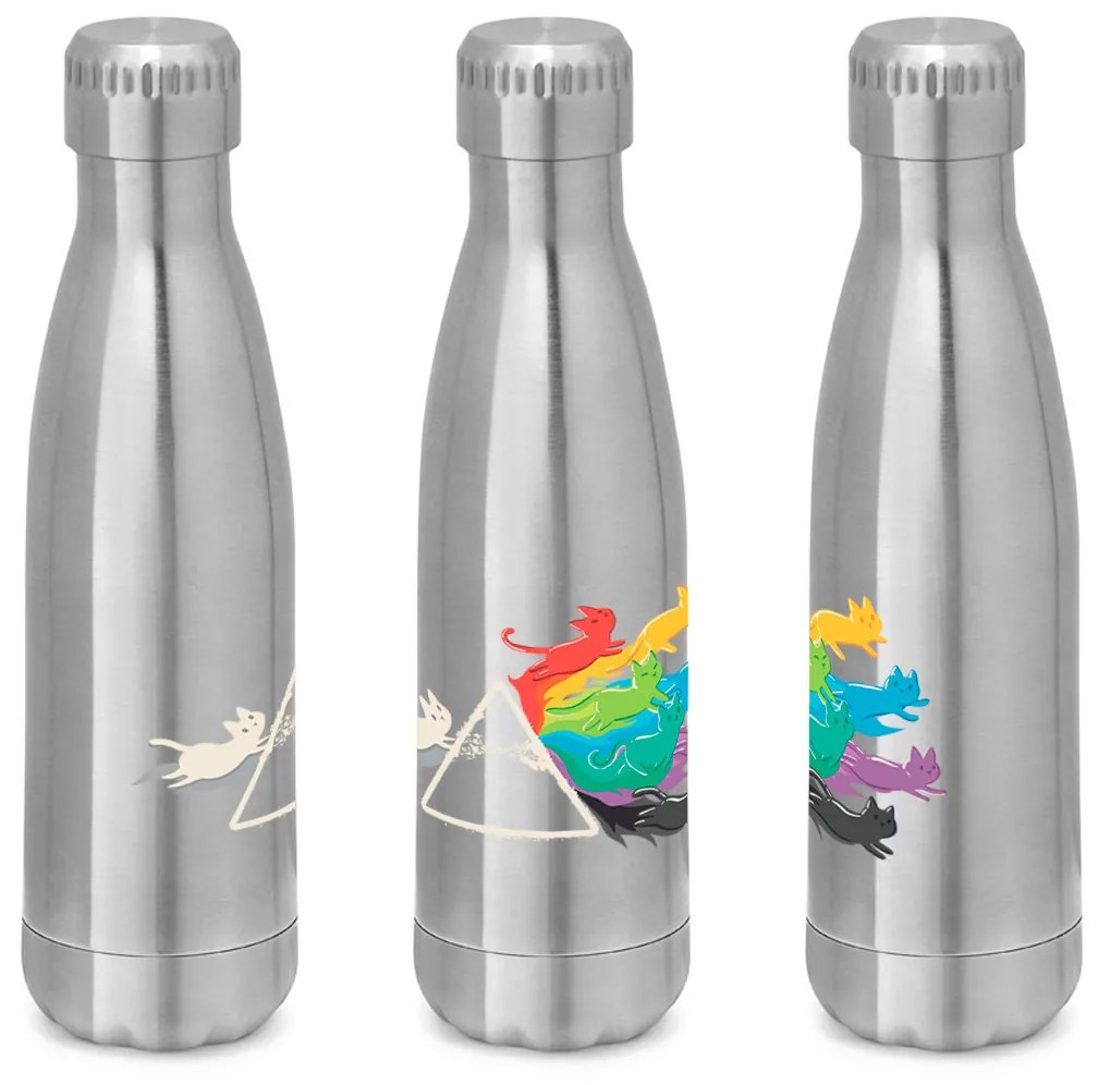 Garrafa Térmica Inox 510 ml Squeeze Gato Prisma Cat - Chumbo