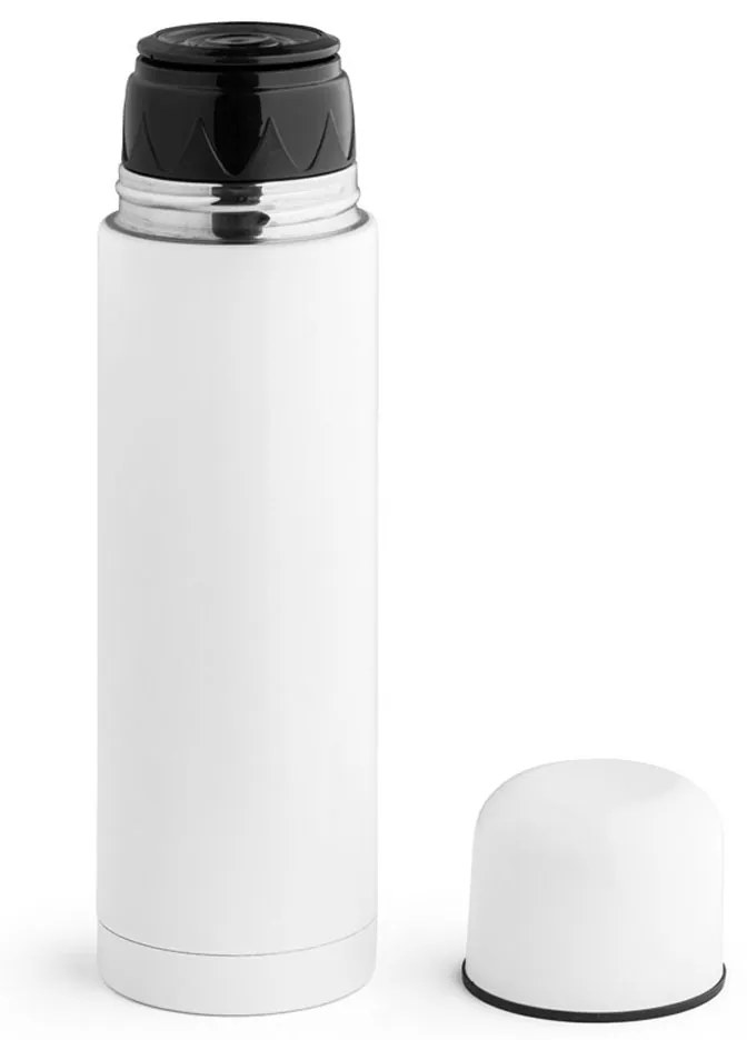 Garrafa Térmica 500 ml Parede Dupla Brilhante Cromado - Branco