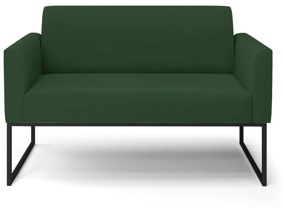 Sofá Namoradeira Base Industrial Preto Marisa Veludo D03 - D'Rossi - Verde