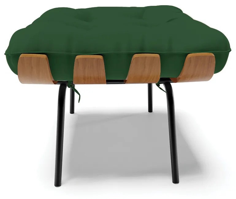 Puff Costela Veludo Base Metálica Preto - D'Rossi - Verde