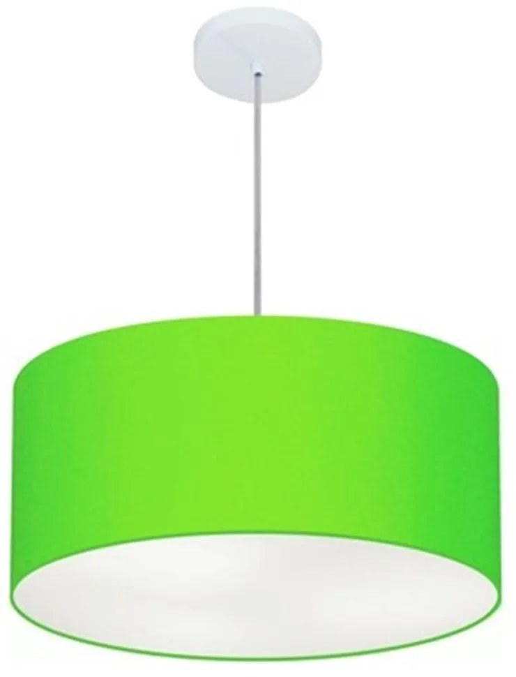 Lustre Pendente Cilíndrico Md-4100 Cúpula em Tecido 50x25cm Verde Limão - Bivolt