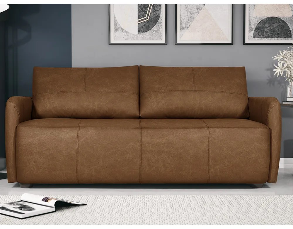 Sofá Decorativo Sala de Estar Lily 2 Lugares 180cm Couro Caramelo G34 - Gran Belo