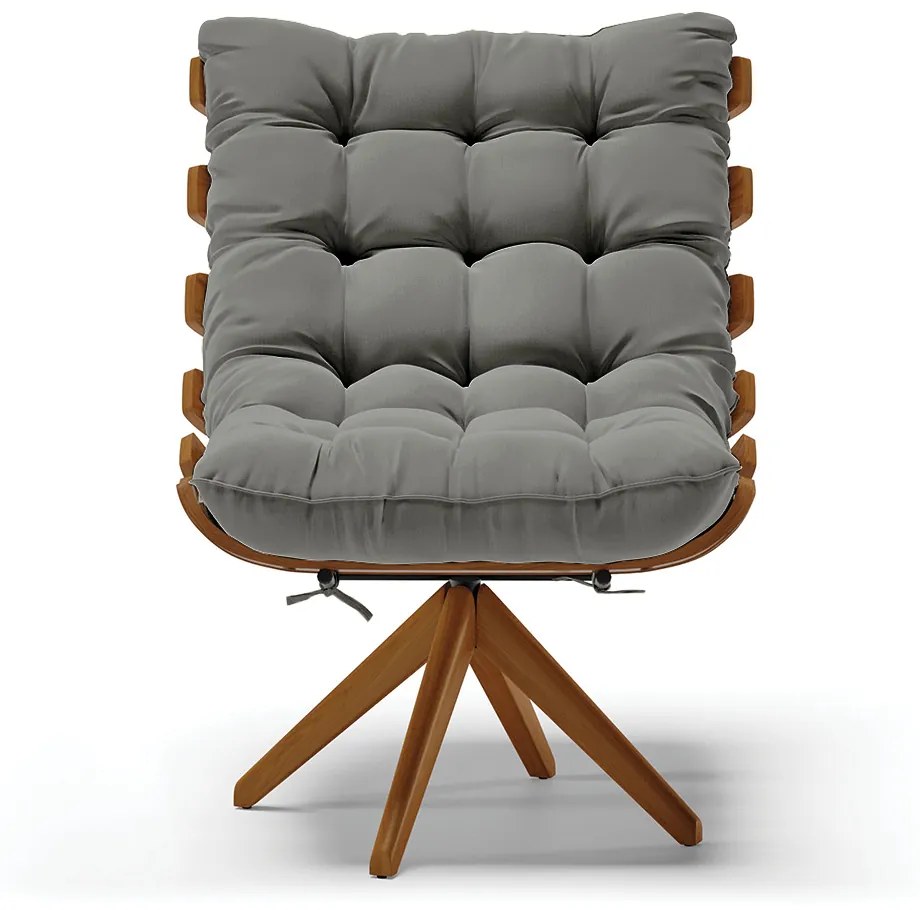 Poltrona Giratória Costela Suede Base de Madeira MA30 M11 - D'Rossi - Grafite
