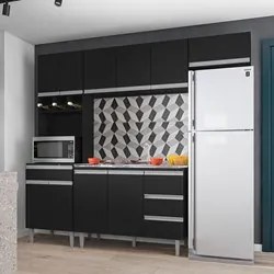 Cozinha Modulada 5 Peças Balcão com Pia 120cm Andréia Preto - AJL Móve