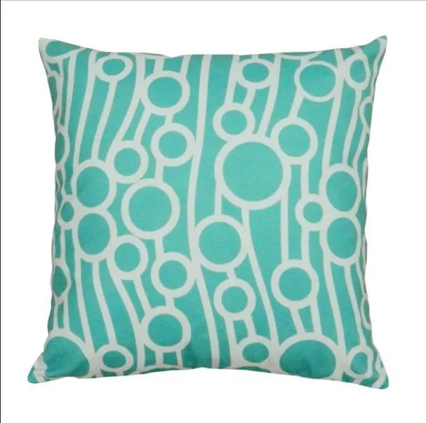 Capa de Almofada Suede Suprema em Tons Azul Tiffany e Cinza - Círculos Ligados - 50x50cm