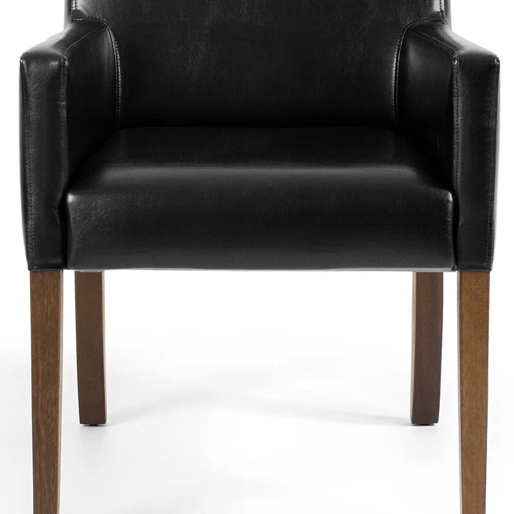 Poltrona Decorativa Sala de Estar Base de Madeira Liverpool PU Sintético Preto G15 - Gran Belo