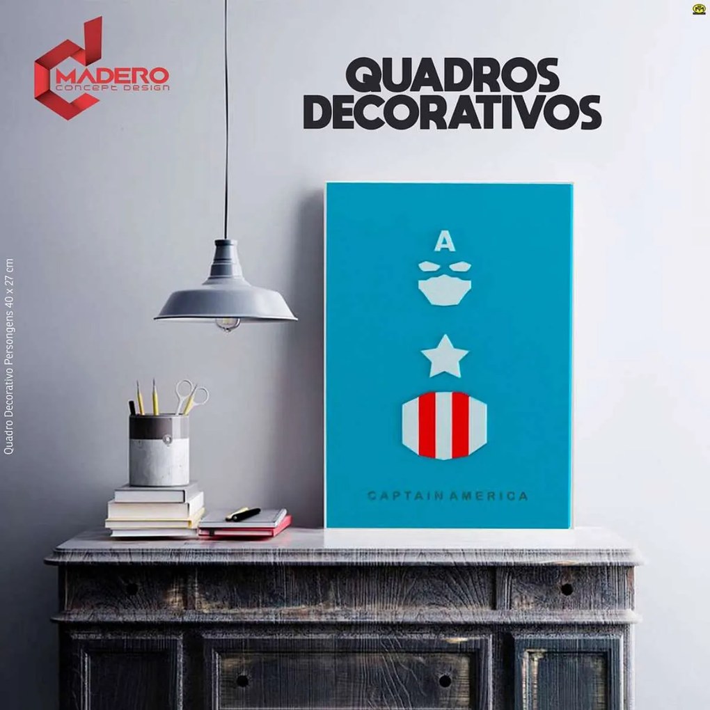 Quadro 3D Decorativo Capitão America Vingadores Marvel