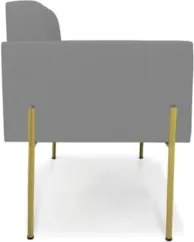 Poltrona Para Sala Pé Metal Dourado Kit 2 Ana Linho Grafite - Ibiza