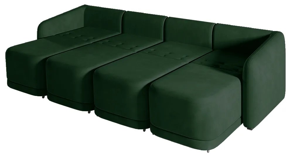 Sofá Cama Modulado Retrátil e Reclinável Decorativo Varsóvia 436cm Veludo Verde G33 - Gran Belo