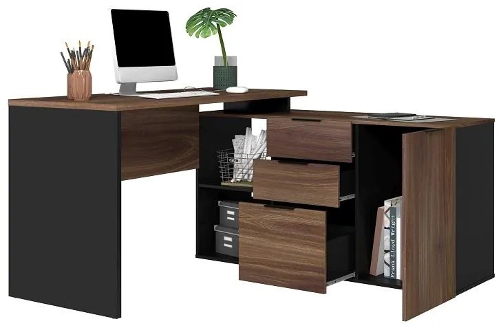 Mesa L Diretor Escritório Home Office 150x150 Marrom Preto