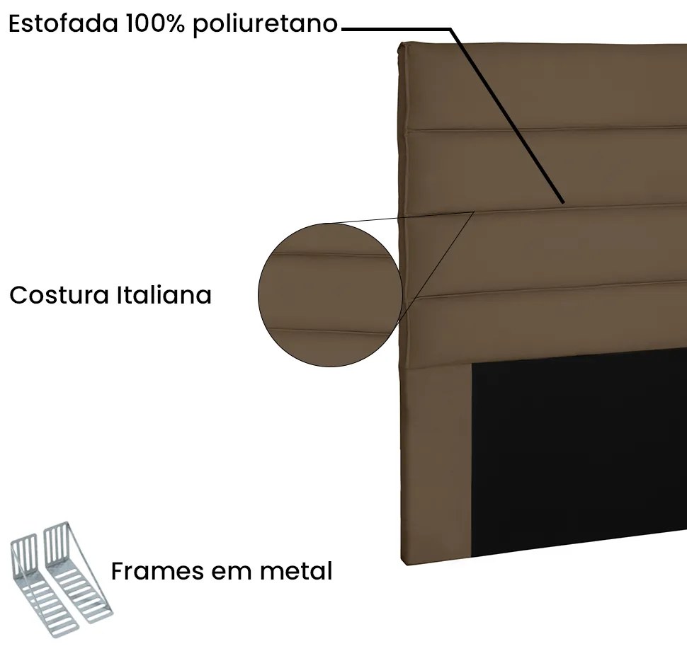 Cabeceira Cama Box Casal 140cm La Italiana Suede Caramelo - Sheep Estofados - Marrom
