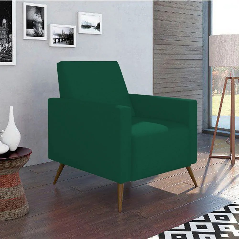 Poltrona Decorativa Amamentação Gabi Pé Palito Suede Verde Bandeira