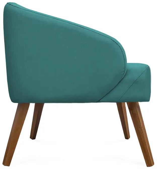 Kit 2 Poltronas Decorativas Lara Pés de Madeira Suede Turquesa - Sheep Estofados - Água