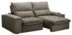 Sofá Retrátil 3 Lugares com Porta Copo 210cm Andes F05 Veludo Marrom -