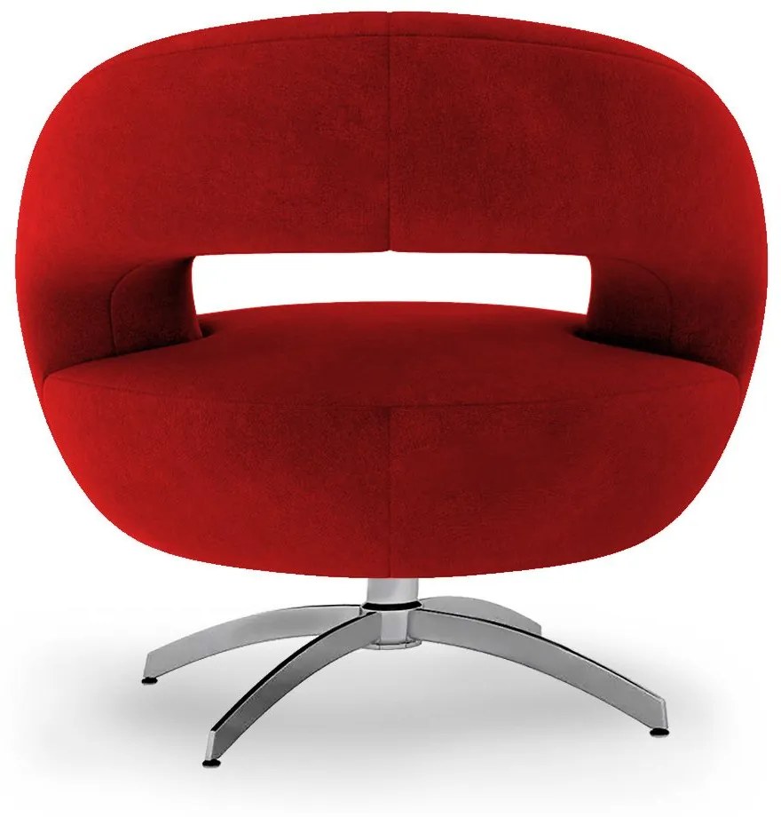 Poltrona Decorativa Base Giratória Topázio Veludo Vermelho - Sheep Estofados - Vermelho