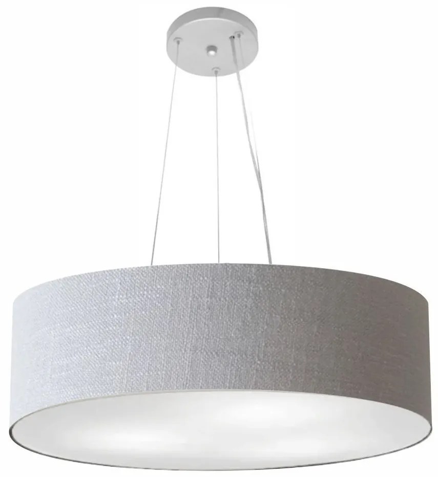 Lustre Pendente Cilíndrico Md-4136 Cúpula em Tecido 80x15cm Rustico Cinza - Bivolt