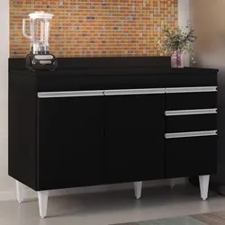 Balcão Gabinete para pia com Tampo 120cm Michigan Preto - Lumil