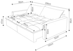 Sofá Cama Casal Retrátil 208cm Carly F05 Linho Cinza - Mpozenato