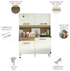 Armário de Cozinha Compacta 120cm Lyan Atacama/Off A15 - Mpozenato
