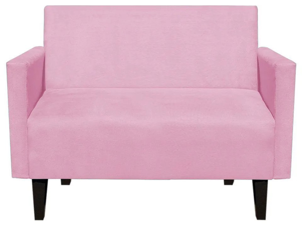 Namoradeira Jade 02 Lugares Suede Rosa Bebê Pés Chanfrado Tabaco - D'Rossi