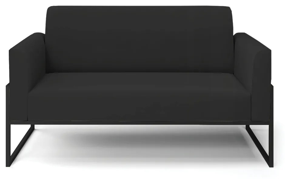 Sofá Namoradeira Base Industrial Alta Preto Marisa Veludo D03 - D'Rossi - Preto