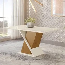 Mesa de Jantar Retangular 160cm 6 Lugares Solus Nature/Off White - Hen