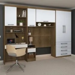Guarda Roupa Solteiro Modulado CP07 Delphi Avelã/Branco L01 - Mpozenat