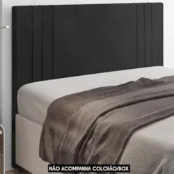 Cabeceira Cama Box Queen 160cm Estofada Rama Veludo Preto Z04 - Mpozen