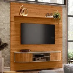 Painel para TV 75 Pol com Bancada Suspensa 208cm Ararati M01 Fendi/Nat