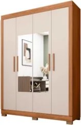 Guarda Roupa Solteiro 154cm 4 Portas Espelho Brasid Freijó/Off C01 - M