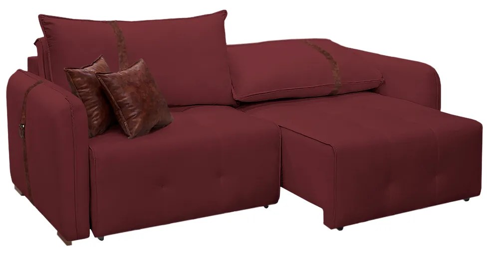 Sofá-Cama 2,30 m Retrátil e Reclinável 2 Lugares Elegance - Veludo Bordô