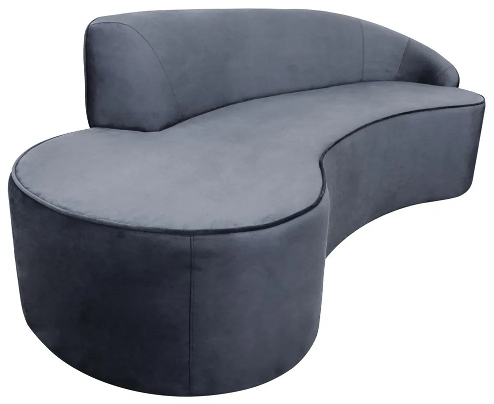 Sofá 3 Lugares Eros D07 Curvo 210cm Braço Direito Veludo Cinza - D'Rossi