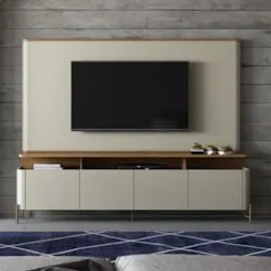 Painel TV 55 Pol e Rack Sala Porta Lisa Blen Louro/Luna/Dourado I06 -