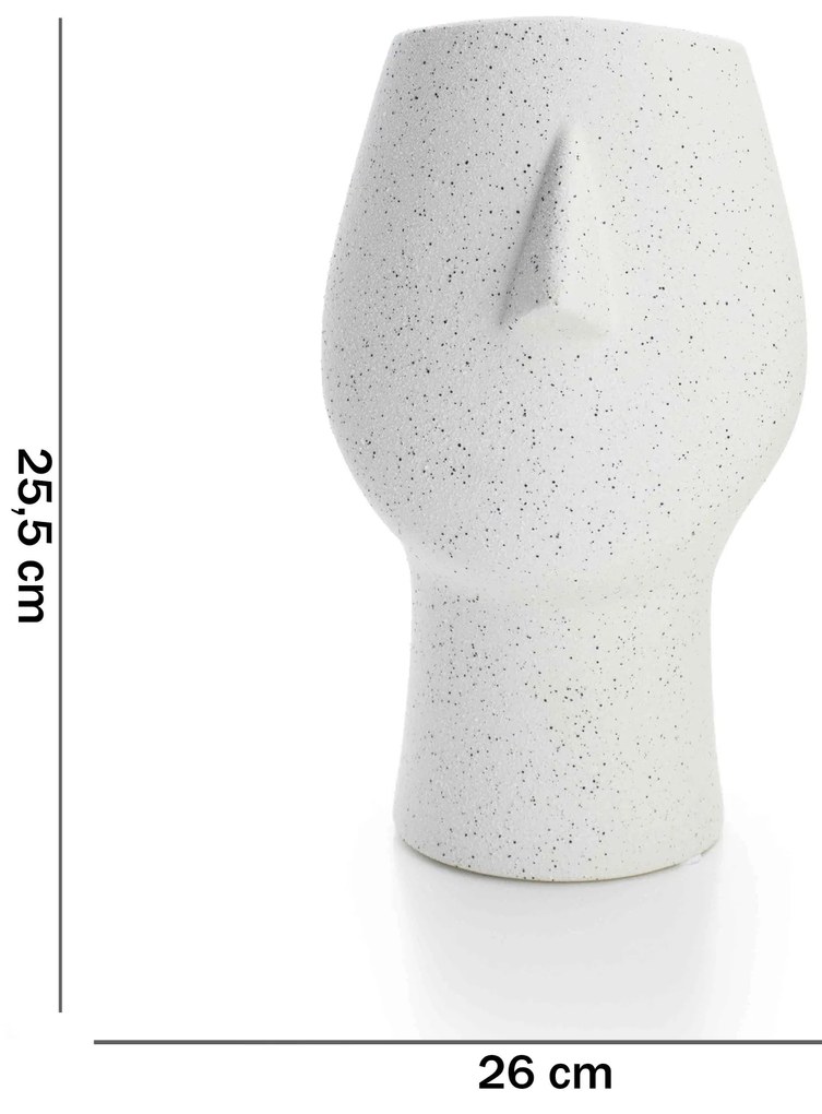Vaso Decorativo Rosto Areia Em Cerâmica 25,5x26 Cm - D'Rossi