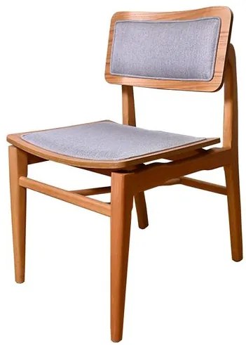 Cadeira Lótus Estofada Tecido Cinza Base Âmbar - 74230 Sun House