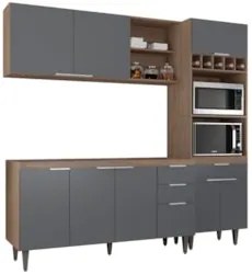 Armário de Cozinha CP02 Para Pia 150cm Pérola Z34 Freijó/Grafite - Mpo