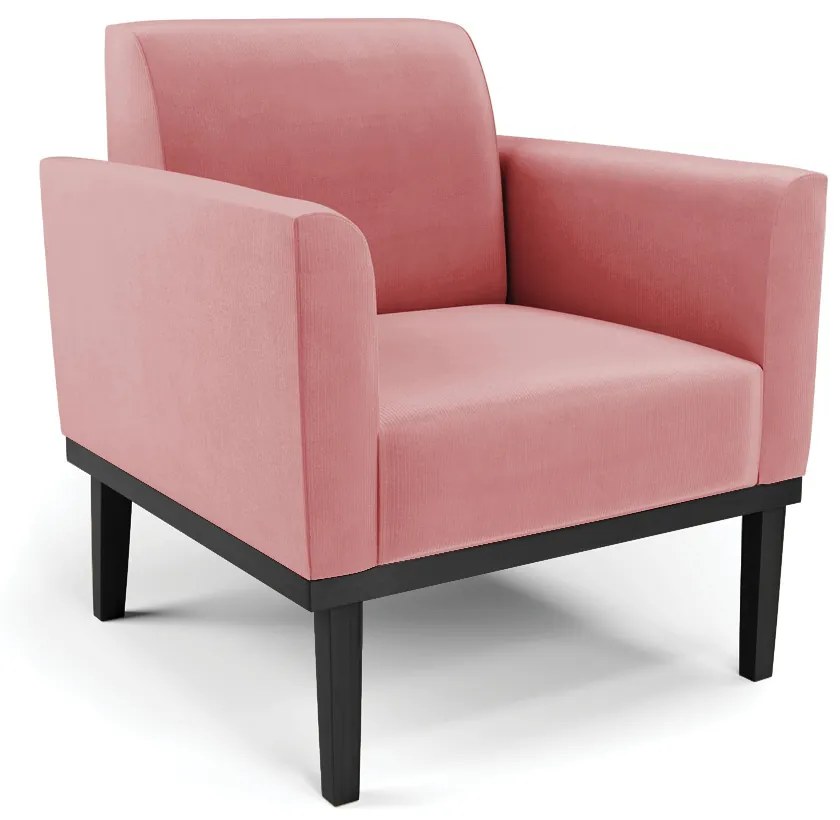 Poltrona Decorativa Isabella Pés Fixo em Madeira Preto Suede Rose G19 - Gran Belo