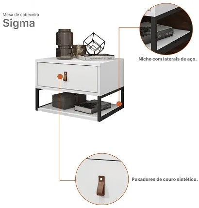 Mesa De Cabeceira Sigma Branco - Casa D Móveis