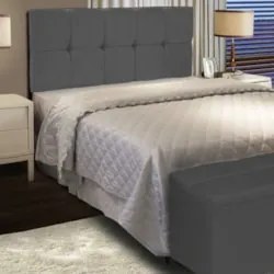 Cabeceira Casal Painel Cama Box 140cm Nina Suede Cinza - Ibiza