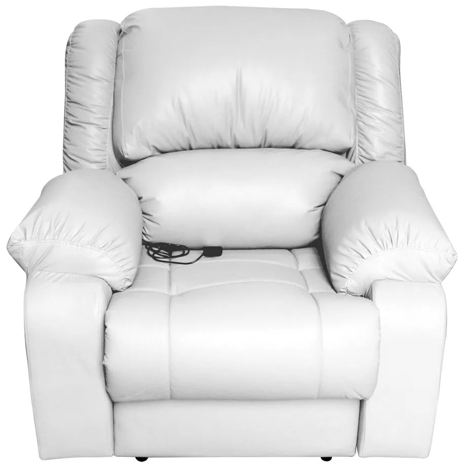 Poltrona do Papai Reclinável Elétrica com Massagem e USB Magnum PU Sintético Branco G23 - Gran Belo