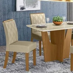 Kit 2 Cadeiras Estofadas para Sala de Jantar Vita Nature/Linho - Henn