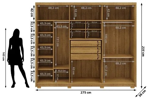 Guarda Roupa Dubai Majestic 6 Portas e 3 Gavetas Nature - Vila Rica Móveis