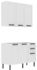 Armário Cozinha e Balcão Para Pia 120cm Zaya Branco T01 - Mpozenato