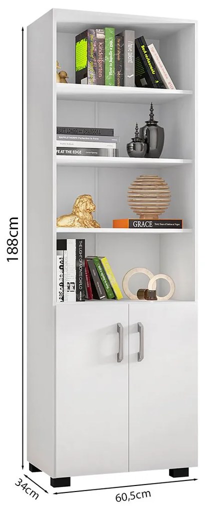 Livreiro Office Brian 02 Portas Pequenas L01 - ADJ DECOR