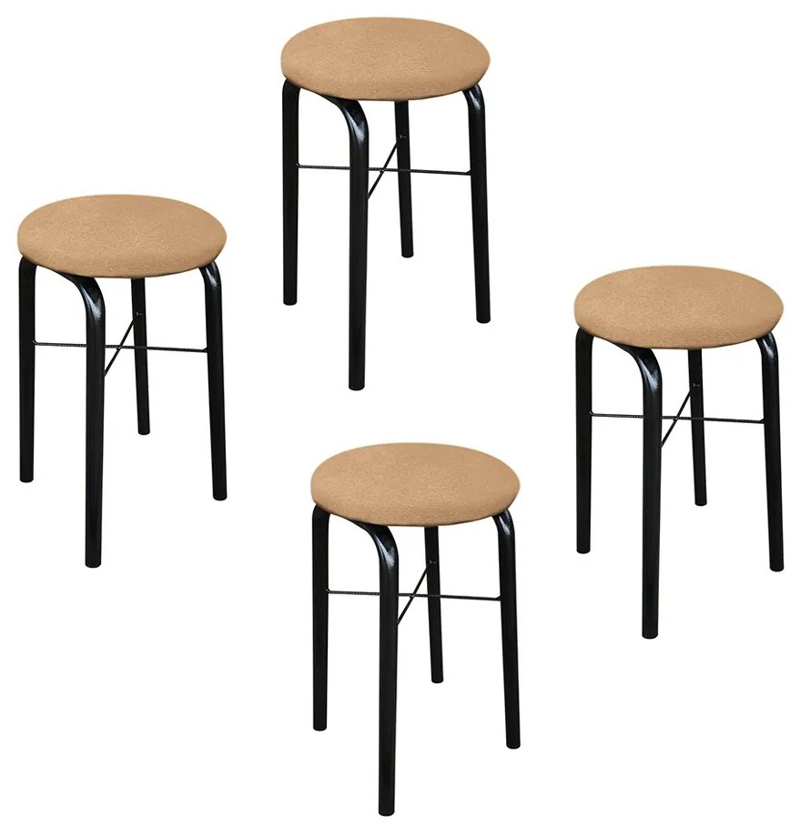 Kit 04 Banquetas Baixa Manu Suede - Caramelo Sisal