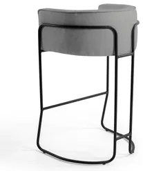 Kit 3 Banquetas Decorativas Base Aço Preto Betina C-416 Linho Cinza Cl